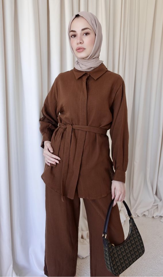 Mira Müslin Takım - Kahve