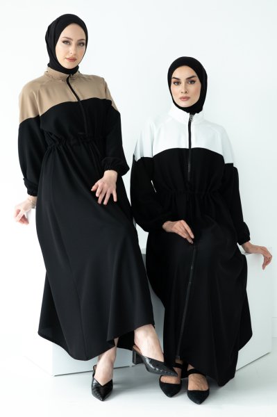 Fermuarlı Kap Siyah Beyaz