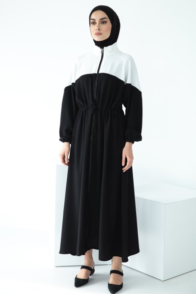 Fermuarlı Kap Siyah Beyaz