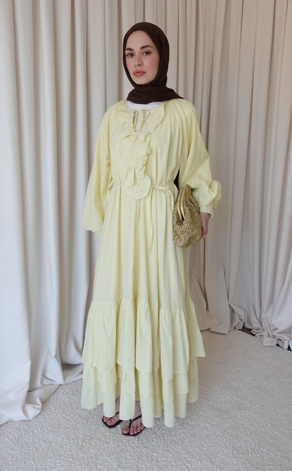 Zamansız Pamuk Elbise - Sarı