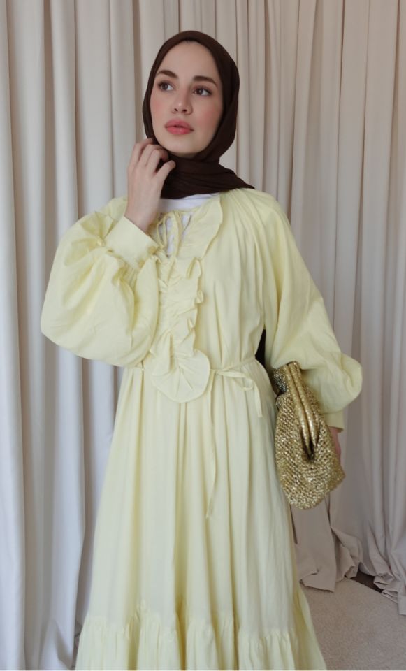 Zamansız Pamuk Elbise - Sarı