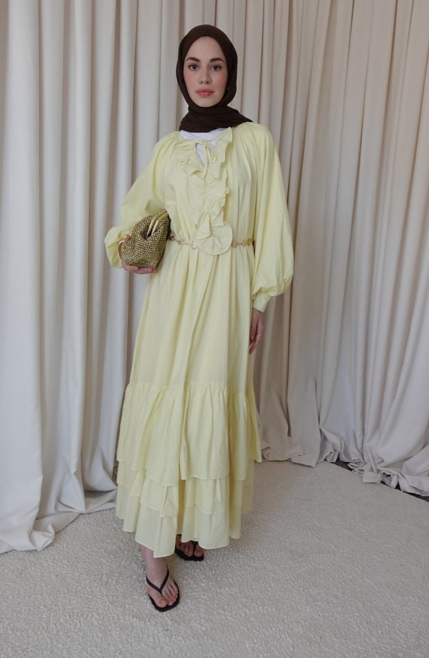 Zamansız Pamuk Elbise - Sarı