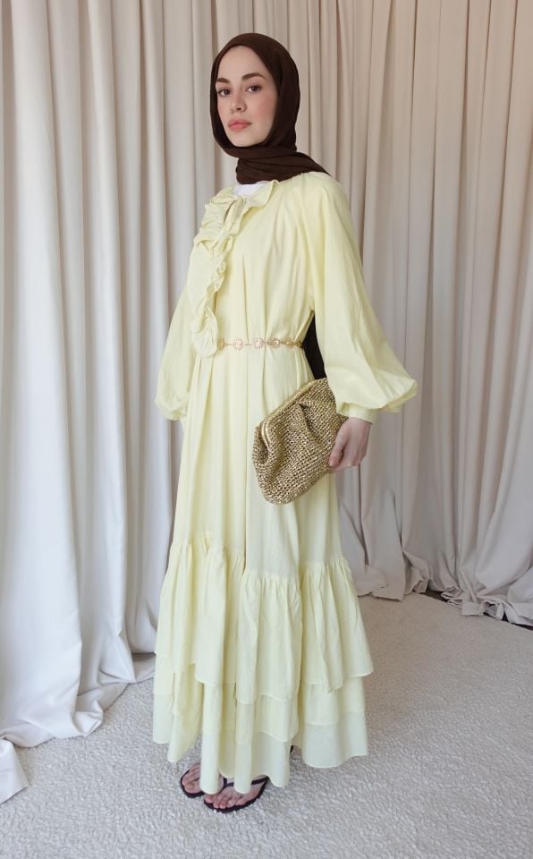 Zamansız Pamuk Elbise - Sarı