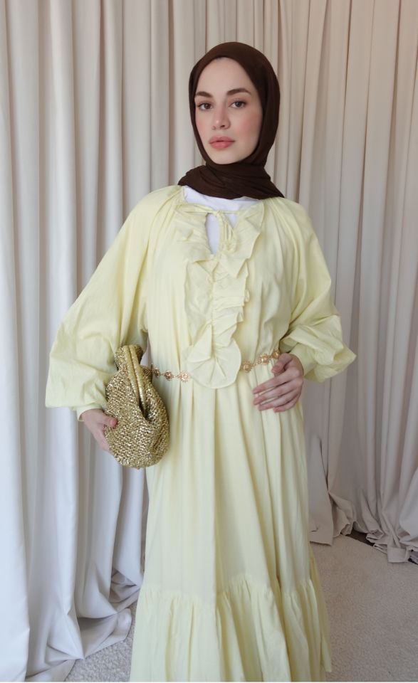 Zamansız Pamuk Elbise - Sarı