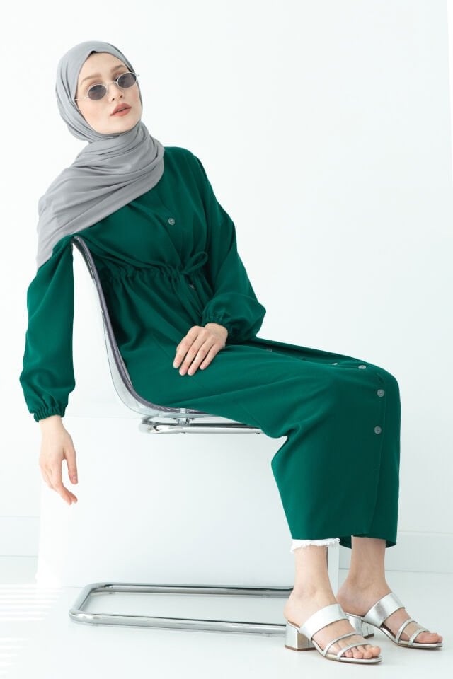 Belden Büzmeli Yakalı Oversize gömlek